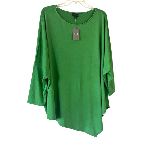 J.JILL Wearever Collection Size Large Green Pullover Asymmetrical Hem Tunic NWT - Picture 8 of 9